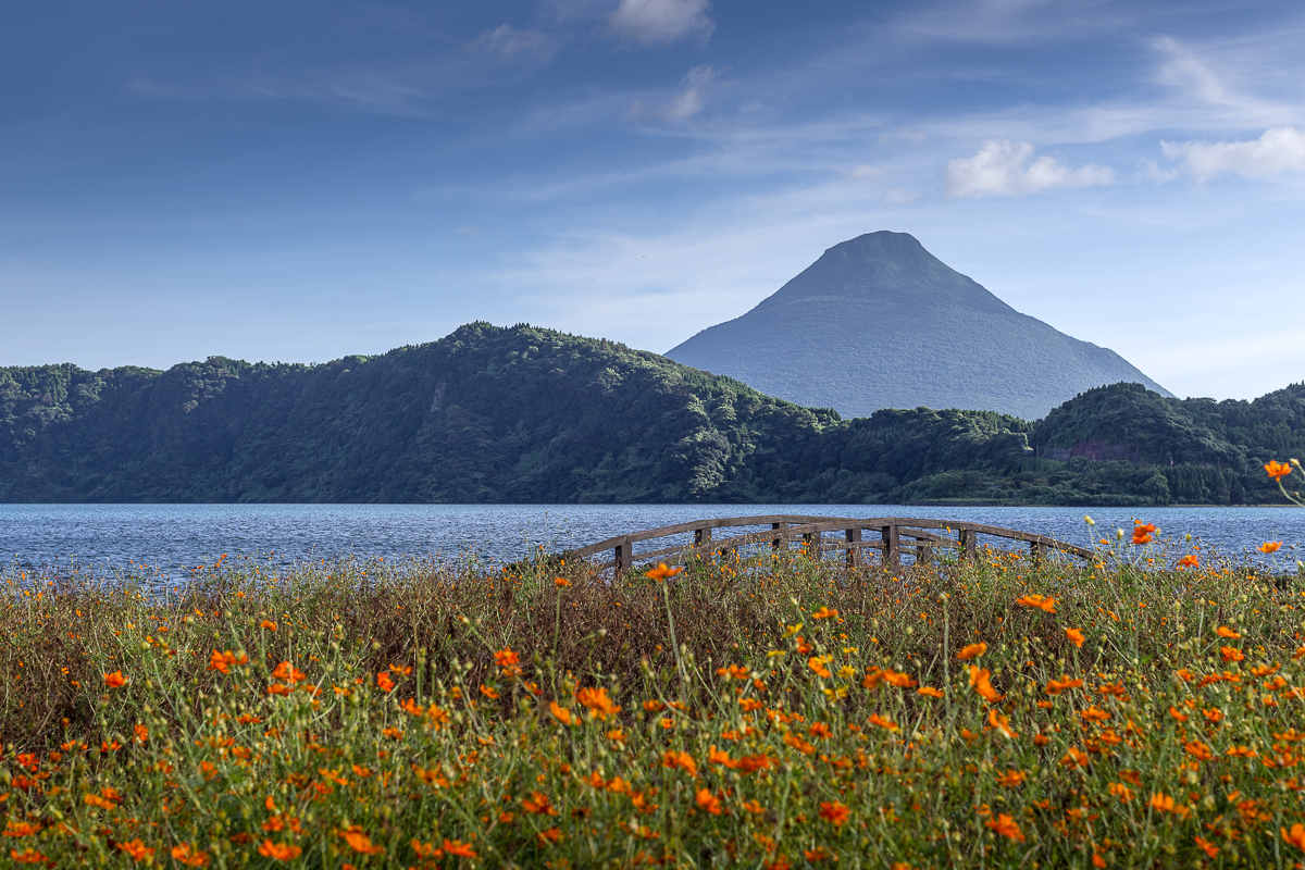 鹿児島県池田湖から開聞岳を望む View of Kaimondake from Lake Ikeda in Kagoshima Prefecture